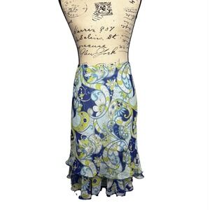 Vtg 90s Fumblin Foe Midi Skirt Paisley Asymmetric Hem Layered Fairy Sz Medium